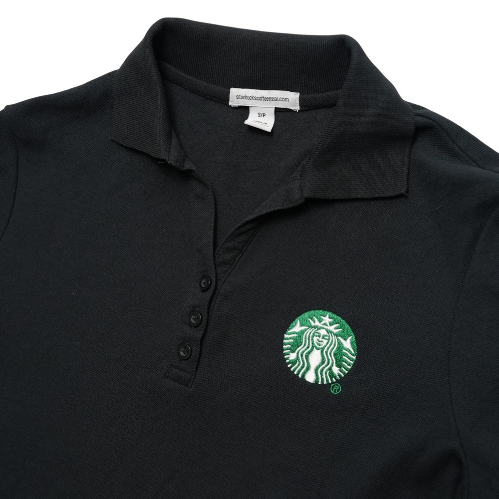 Starbucks Women's Small Black Employee Polo Shirt EUC